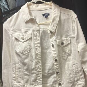 Izod White Denim Jacket with Button-Front